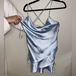 NATIVE light blue silk romper dress